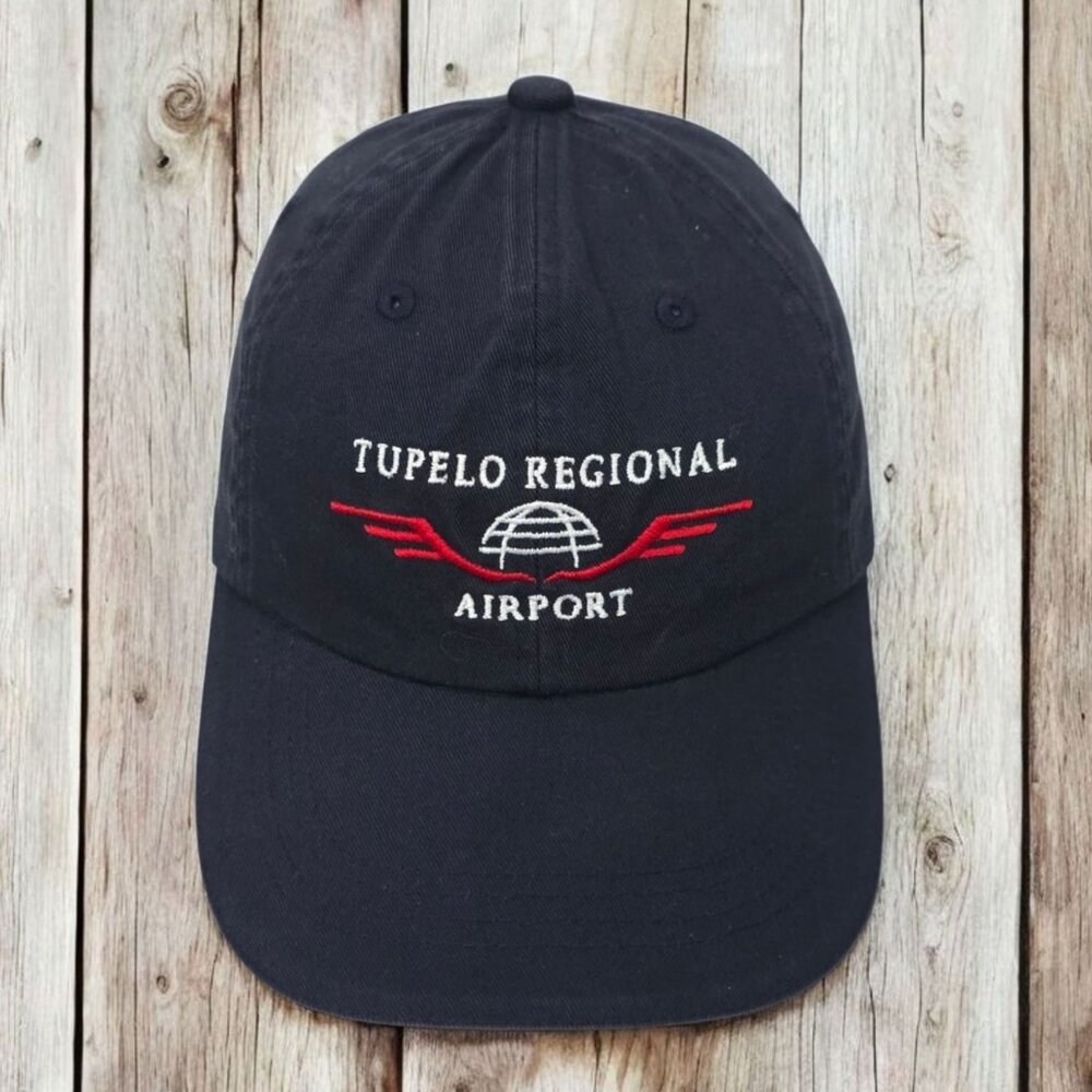 Tupelo Regional Airport Strapback Cap Embroidered Logo Baseball Hat Navy Blue